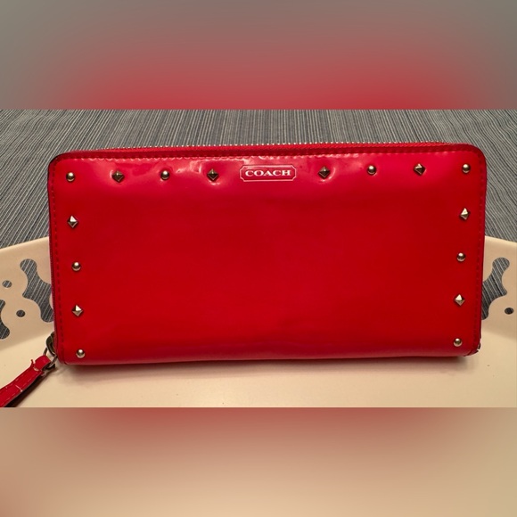 Red Leather Coach Wallet - Picture 1 of 5
